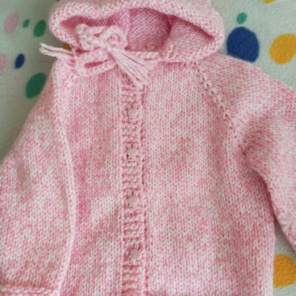 Infants Hand Knit Hooded Sweater  #8